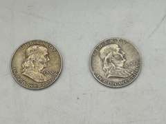 Lot of 2 Benjamin Franklin Half Dollar Coins