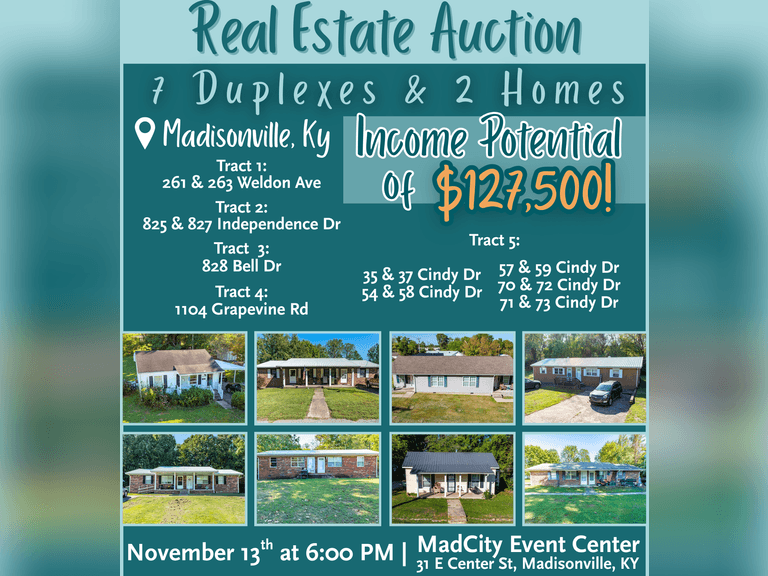 INCOME PRODUCING- 7 DUPLEXES & 2 HOMES IN MADISONVILLE, KY