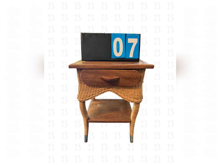 Wicker Side Table with drawer