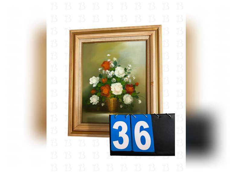 Framed flower painting