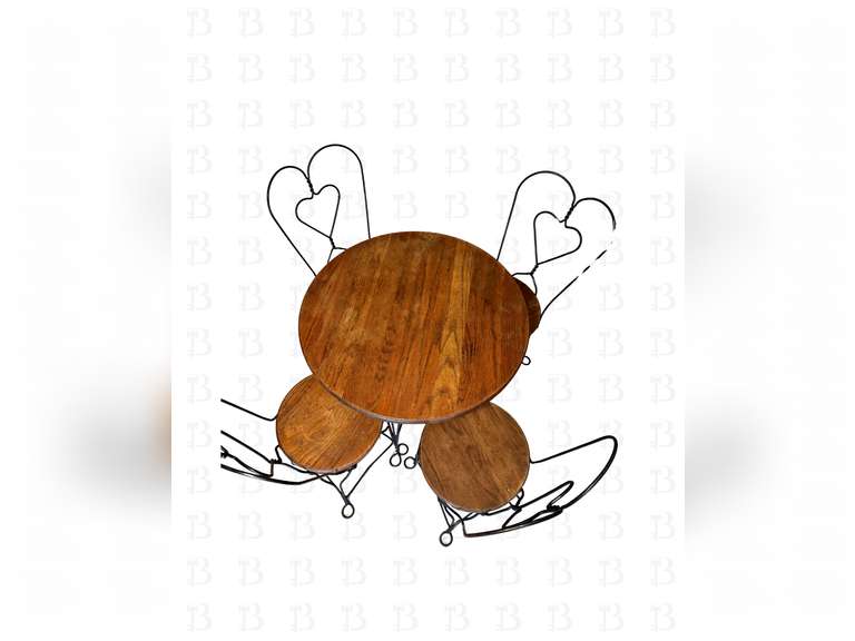 Vintage Twisted Wrought Iron Metal Heart Back Ice Cream Parlor Chairs (5) & Table