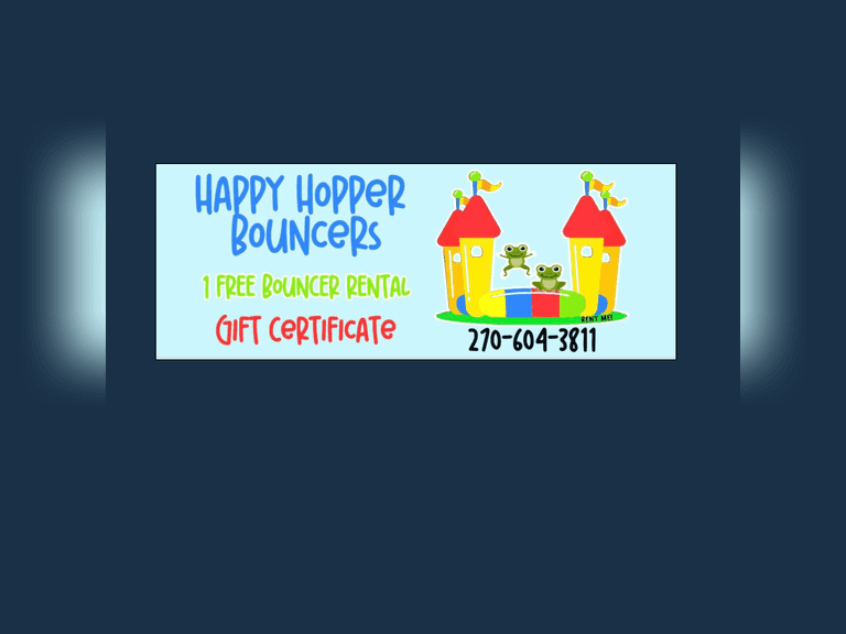Gift certificate for 1 free bouncer rental at Happy Hopper Bouncers