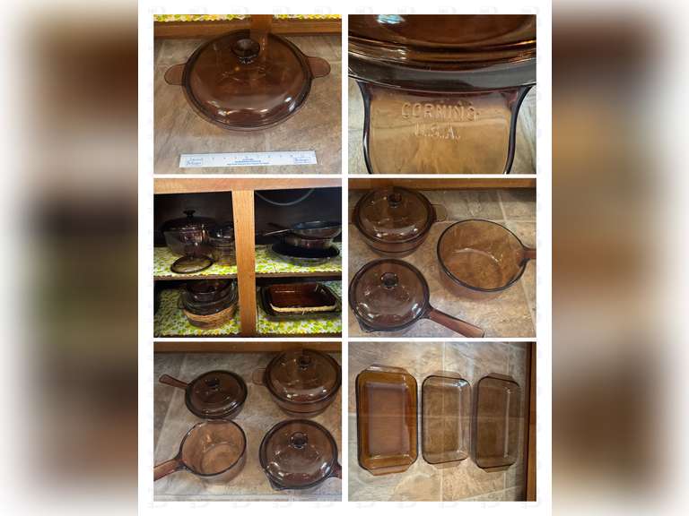 Pyrex Amber Vision Cookware Set & Clear Glass Pyrex Ovenware - Bolinger ...