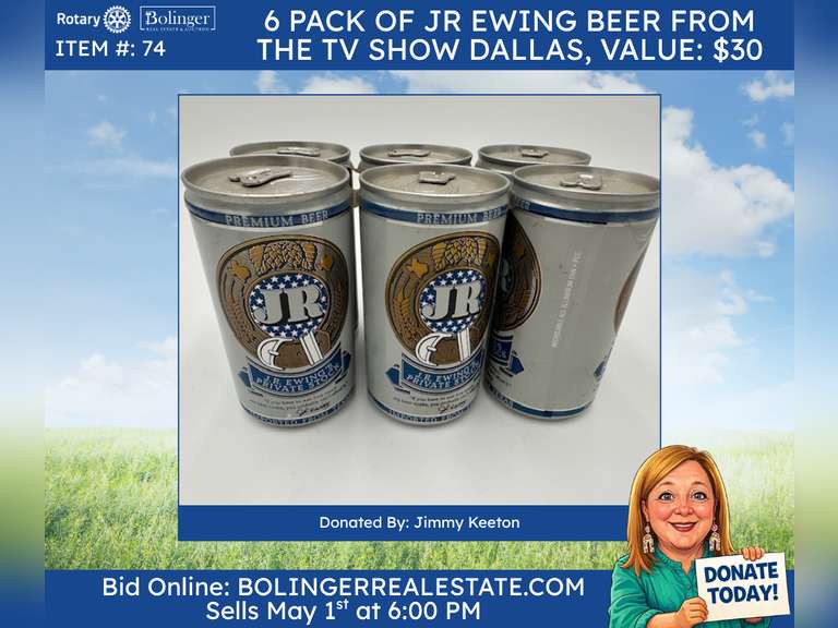 6 pack of JR Ewing Beer from the TV show Dallas
