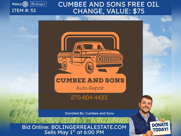 Cumbee and Sons Free Oil change