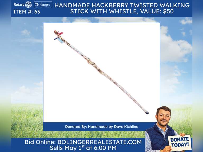 Hackberry twisted walking stick with whistle-Elkton, Kentucky