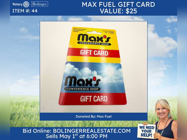 $25 Max Fuel Gift Card