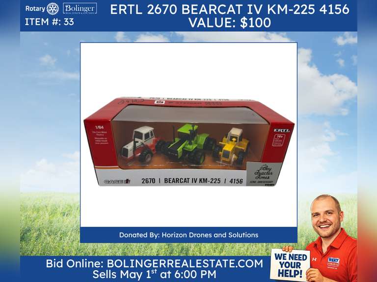 Ertl 2670 Bearcat IV KM-225 4156 Signed by Jason Hasert of Big Tractor Power