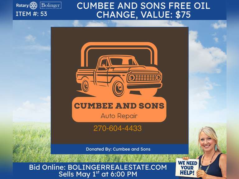 2 Cumbee and Sons Free Oil change