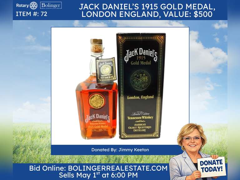 Bottle of Jack Daniels 1915 Gold Medal, London England, limited addition