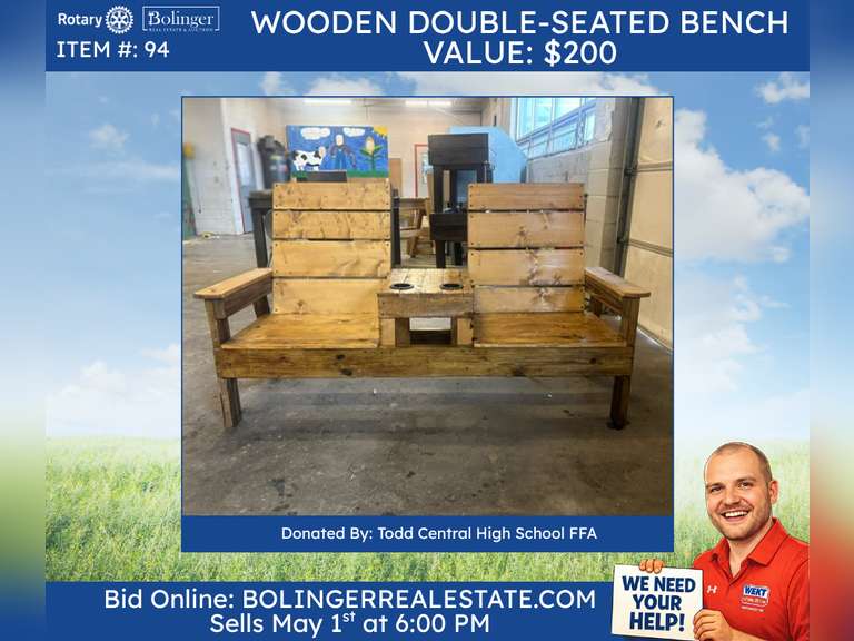 Wooden double seated bench