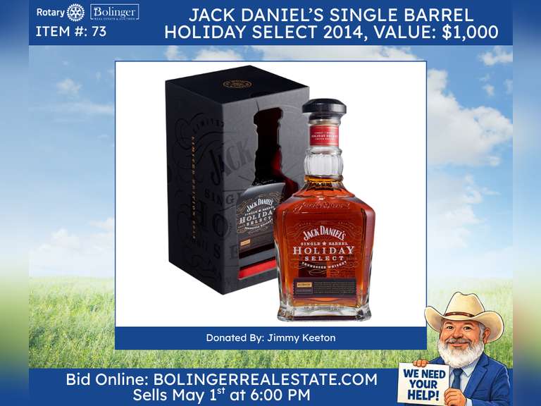 Bottle of Jack Daniel's Single Barrel Holiday Select 2014 Tennessee Whiskey