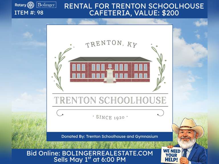 Rental for the Trenton Schoolhouse cafeteria