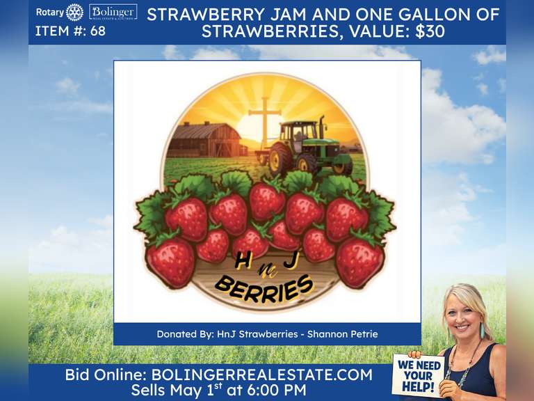 Strawberry jam and one gallon of Strawberries from HnJ Strawberries