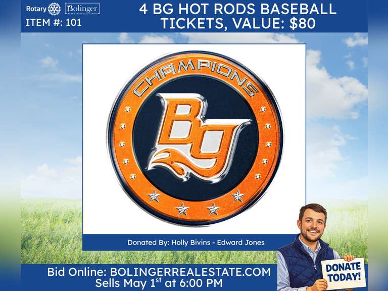 4 BG Hot Rods Baseball Tickets