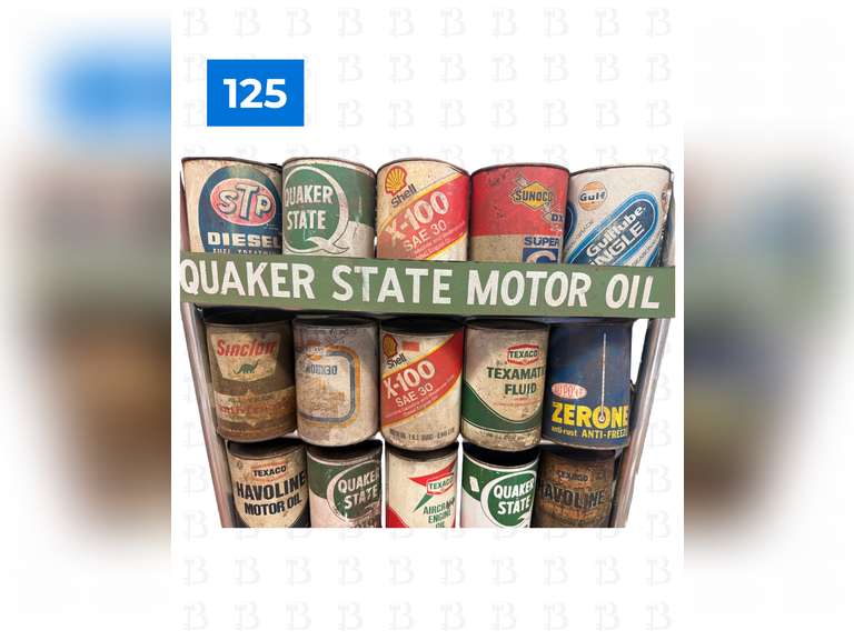 Quaker State Motor Oil Can Holder with 15 Oil Cans
