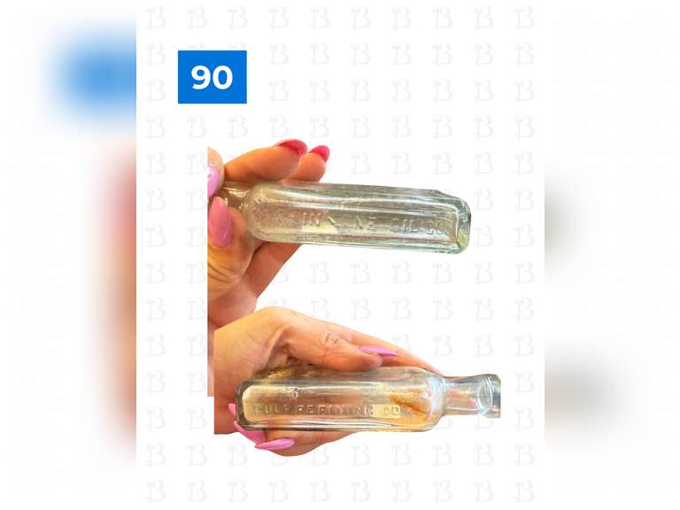Red Crown Gasoline One Liquid Quart Glass Containers, Gulf Refining Co Bottle, Three in One Oil Bott