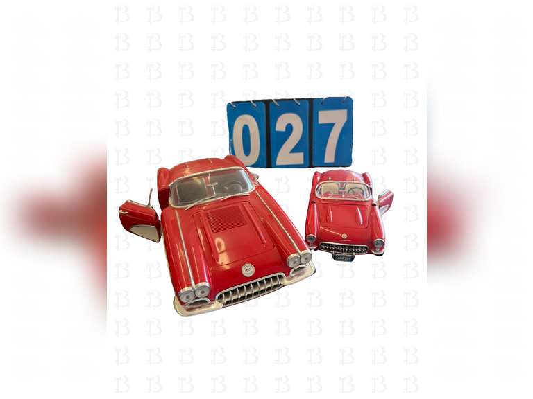 1:12 Solido Red 1958 Chevrolet Corvette, 1:24 Burago 1957 Red & White Chevrolet Corvette Convertible