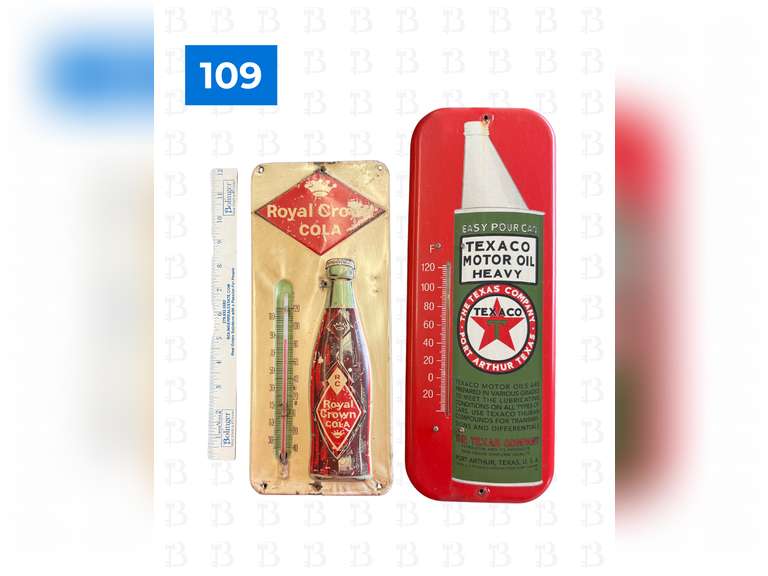 Royal Crown Cola & Texaco Hanging Thermometer