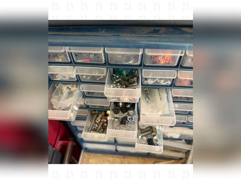 Storage Drawers with Misc Bolts, Screws, and More