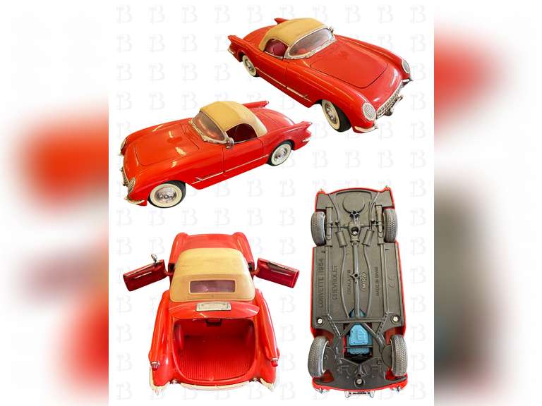 1:24 Franklin Mint 1957 Chevrolet Red Corvette, 1:24 Black Testors 1978 Corvette Stingray T-Top, 1:2