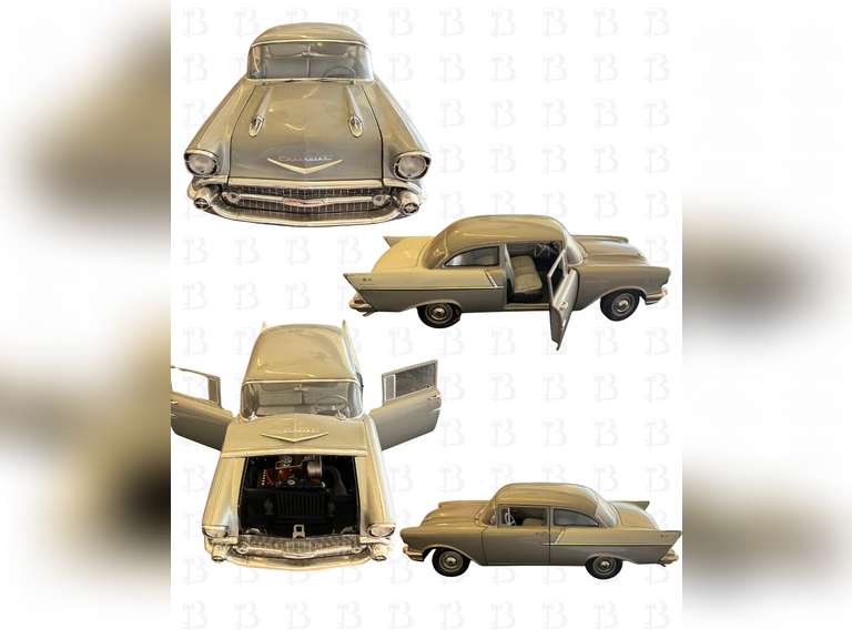 1:18 Franklin Mint 1961 Chevrolet Impala with Red Interior, 1:18 Die Cast Silver 1957 Bel Air