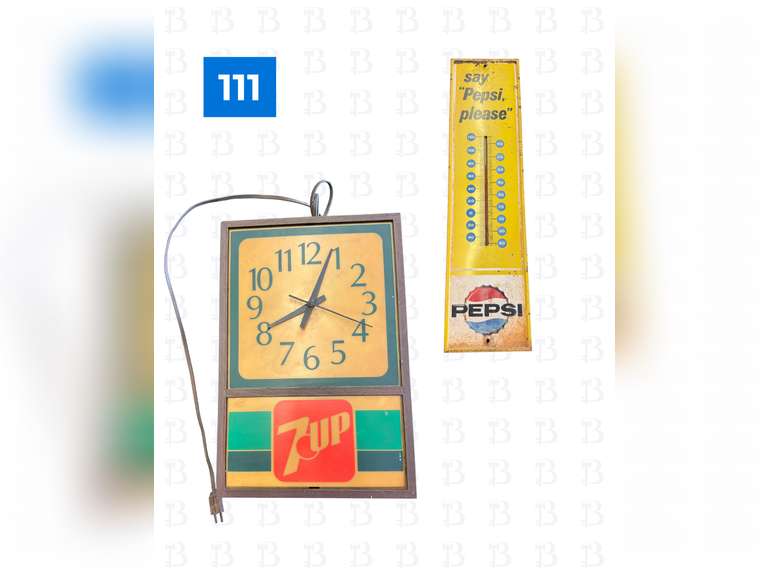 Pepsi Thermometer & 7 Up Light Up Clock