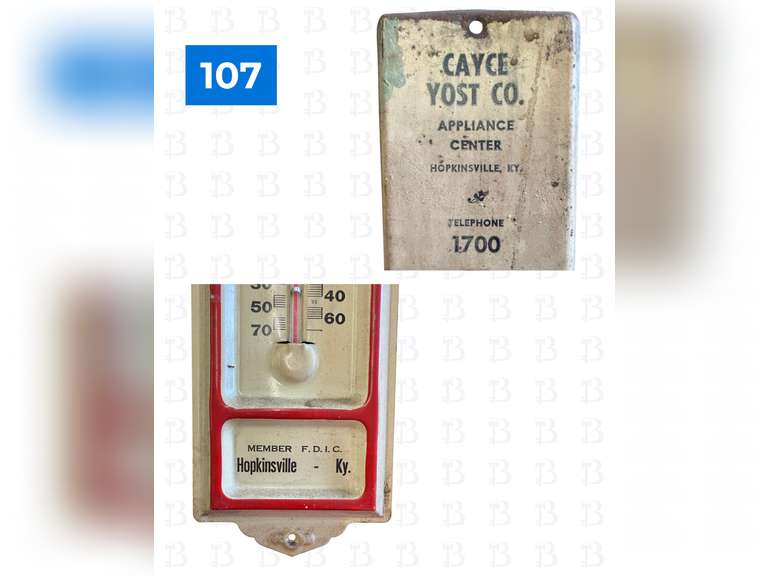 Planters Bank Thermometer & Cayce Yost Thermometer