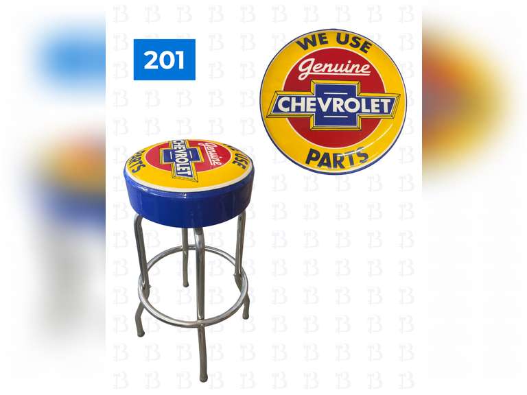 Chevrolet Swivel Bar Stool & Lighted Clock
