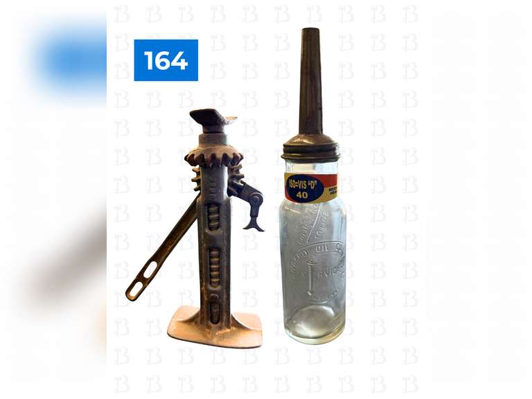 Service Glass Oil Dispenser & Vintage Jack