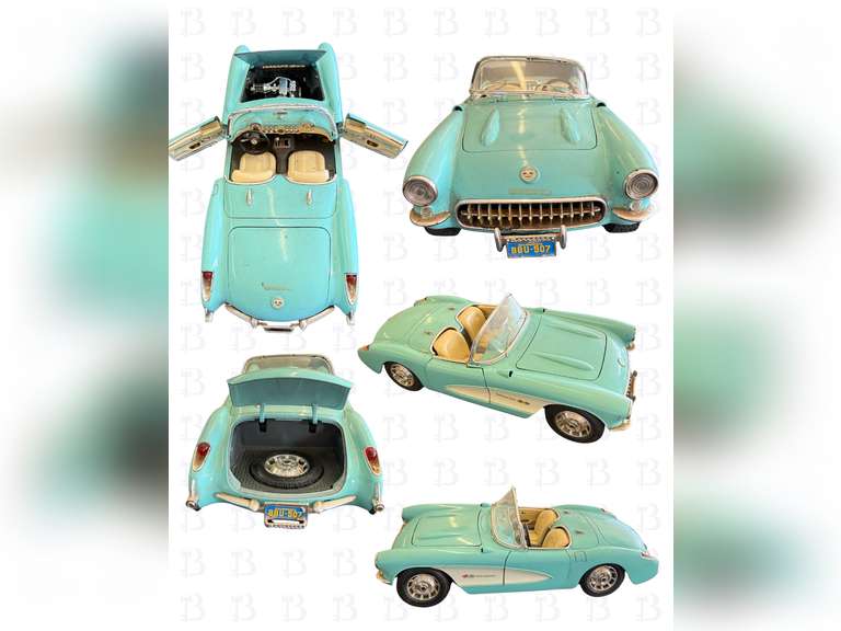 1:18 Baby Blue Burago 1957 Chevrolet Corvette, 1:24 Jada Toys Big Time Muscle 1957 Chevrolet Corvett