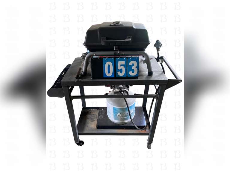 Propane charbroil grill with metal rolling cart