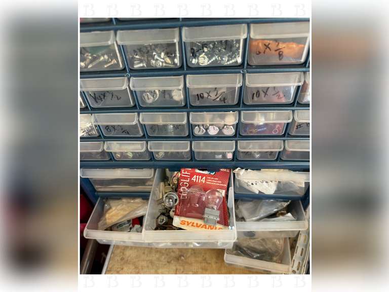 Storage Drawers with Misc Bolts, Screws, and More