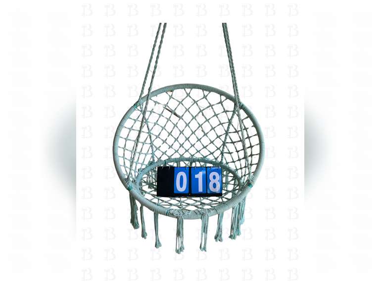Two aqua blue hanging chairs