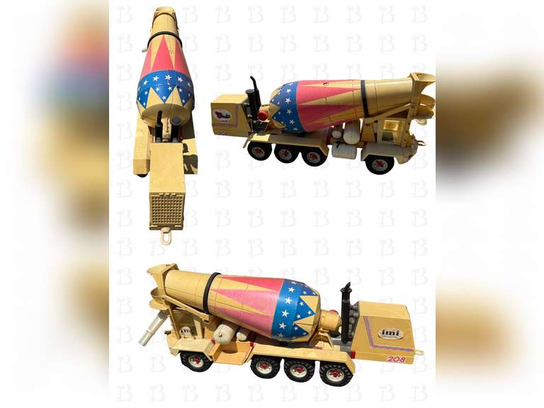 IMI Cement Vintage Toy Truck & Vintage 1950s Structo 21" Pressed Steel Metal Bronze Ready-Mix Concre