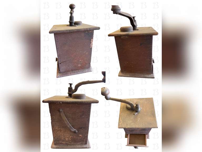Antique Coffee Grinder & Wood Marble Machine