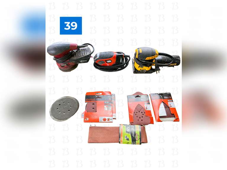 Lot of eletric sanders and extra sanding pads