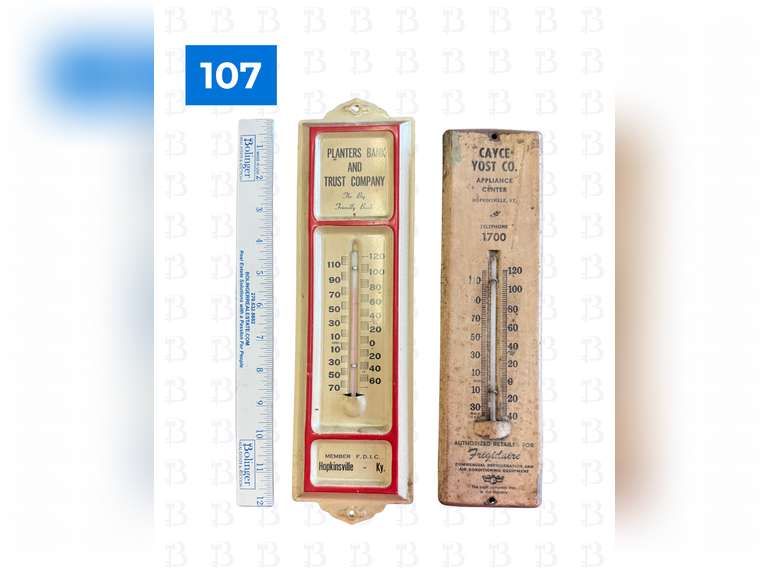 Planters Bank Thermometer & Cayce Yost Thermometer