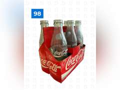 6 Empty Glass Cokes with Paper Carrier, 2 Full Glass Bottle Cokes, 7-Up Glass Bottle, Double Cola Gl