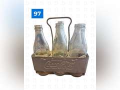 5 - 75th Anniversary Empty Coke Bottles with Carrier & 3 Additional Glass Coke Bottles
