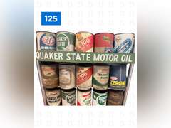 Quaker State Motor Oil Can Holder with 15 Oil Cans