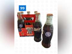 UK National Champions 6 Glass Coke Bottles with UK Carrier & 2 Glass Pepsi "Have a Kentucky Pepsi" (