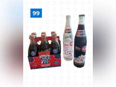 UK National Champions 6 Glass Coke Bottles with UK Carrier & 2 Glass Pepsi "Have a Kentucky Pepsi" (