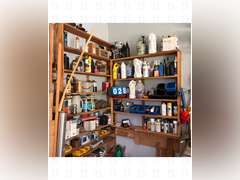 A lot of miscellaneous lubricant, pesticides, chemicals, and hardware. Shelf comes with.