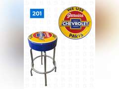 Chevrolet Swivel Bar Stool & Lighted Clock