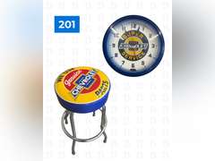 Chevrolet Swivel Bar Stool & Lighted Clock