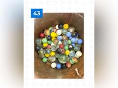 Vintage Little Green Army Men, 5 Military Cars, Marbles,& Maxwell Coffee House Container