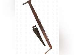 Antique saws and duel pulley hoist