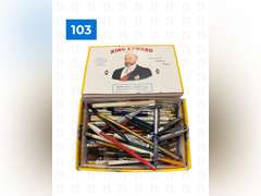 Cigar Box of Vintage Pens and Pencils