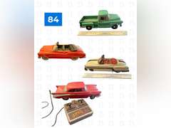 57 Chevy Remote Control Car by New Bright, Metal Chevy, 1988 Chevy Pickup, White metal chevy